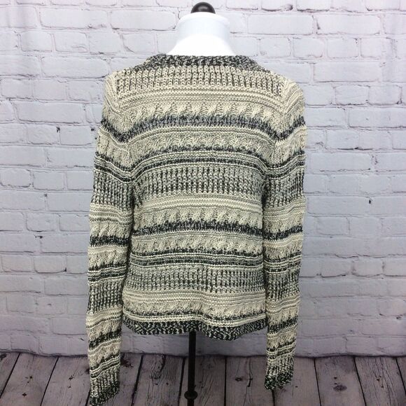 Chico’s Cardigan Sweater Women's Sz 0 (XS/4) Black/Tan Chunky Hook/Loop Closure - Picture 9 of 12